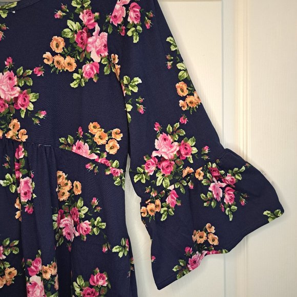 Cool Melon Floral Ruffle Peplum Blouse Size Medium - Picture 5 of 6